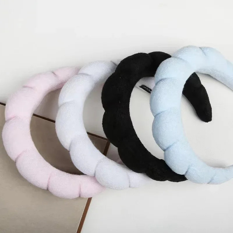 3PC Soft Sponge Headbands for Facial Cleansing - Makeup Proof & Shower Safe with Adjustable Wrist Straps
