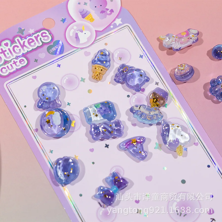 YTES Cartoon Minimalista Ricompensa Dreamy Rabbit Cristallo Schiuma in rilievo 3D Decorazione conto a mano Pittura