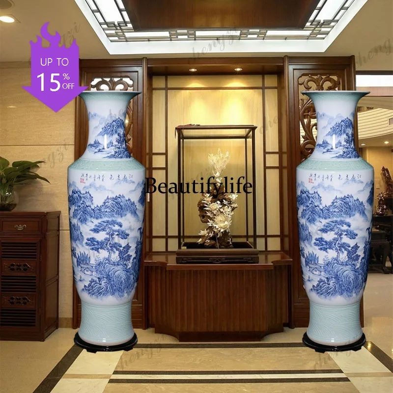 03 Ceramics hand-painted floor-to-ceiling vase Home Furnishing Living Room Company Hotel Decoration High Ornament