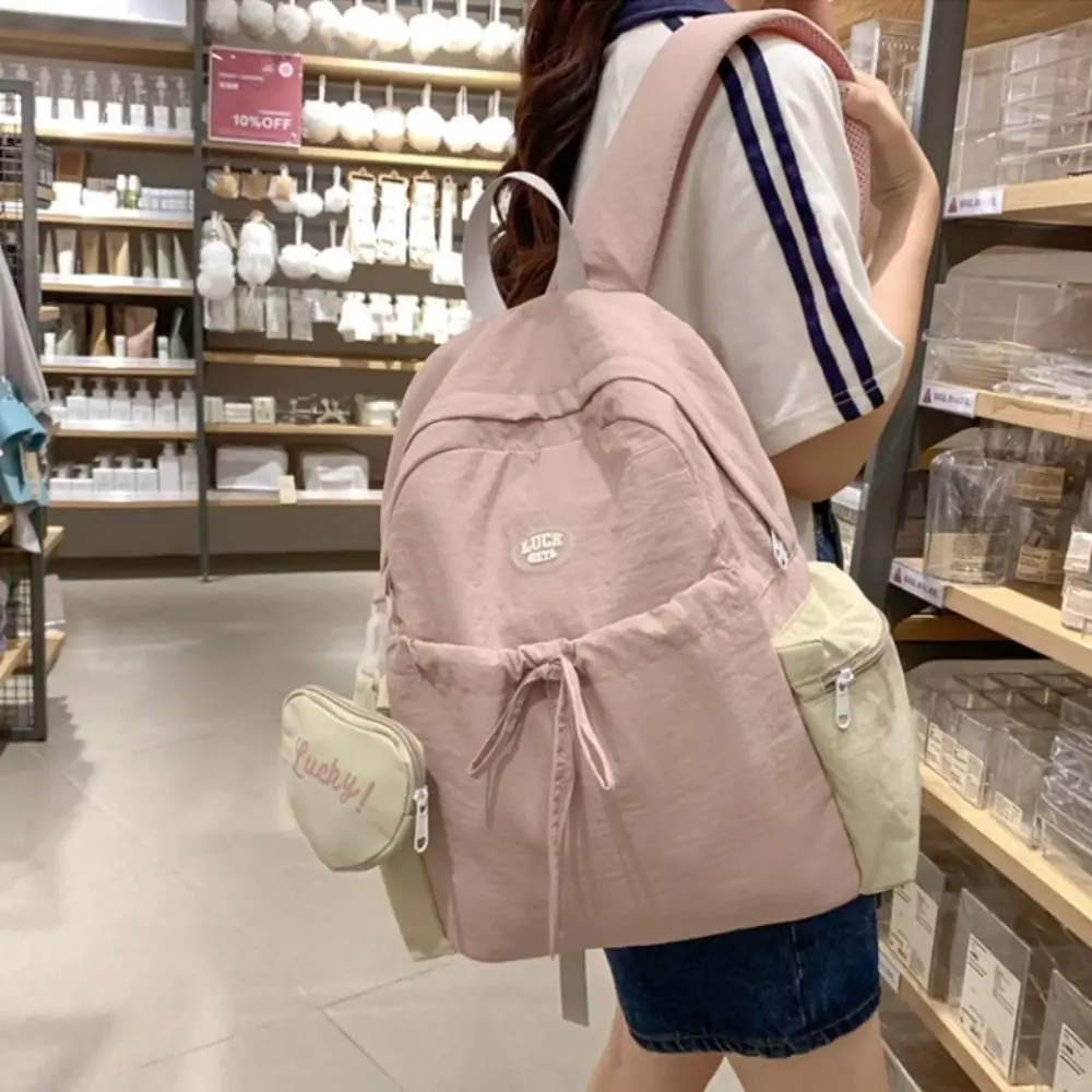 

Fashion Korean Bow Belt Backpack Sweet Large Capacity Bow Nylon Backpack School Bag Handbag Shoulders Bag Girls