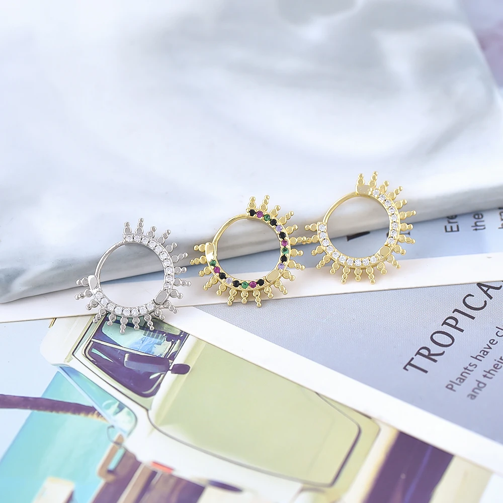 925 Silver Needle Round Bead Metal Hoop Earrings For Women European American Trend Earrings Fashion Simple Jewelry Gifts