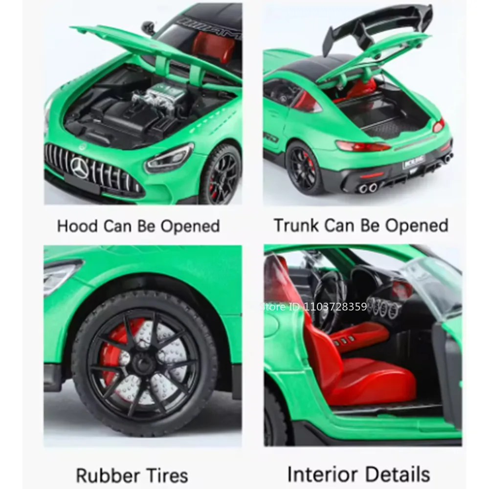 1:24 스케일 GT 스포츠카 모델 장난감 합금 다이캐스트 E300eL 미니어처 장난감 자동차 소리와 빛 풀백 도어 오픈 어린이 선물용