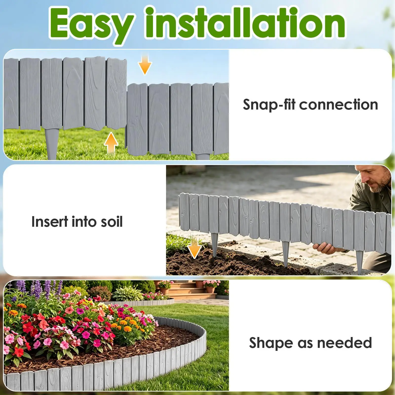 Garden Bed Fence 10 Pieces Short Decorative Fencing Landscape Edging Border For Retaining Outdoor Landscape Yard Plant Beds