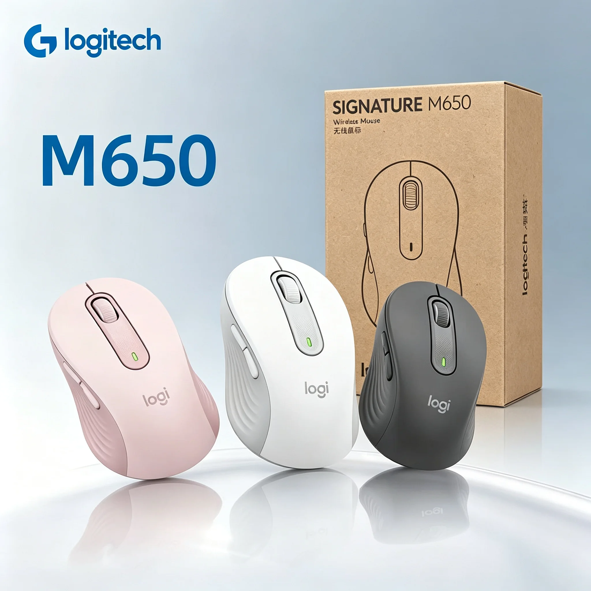 Ergonomic Large‑Size Logitech M650 Wireless Mice Multi‑Device Pairing Stable Bluetooth & 2.4G Signal Anti‑Slip Side Shell Mouse
