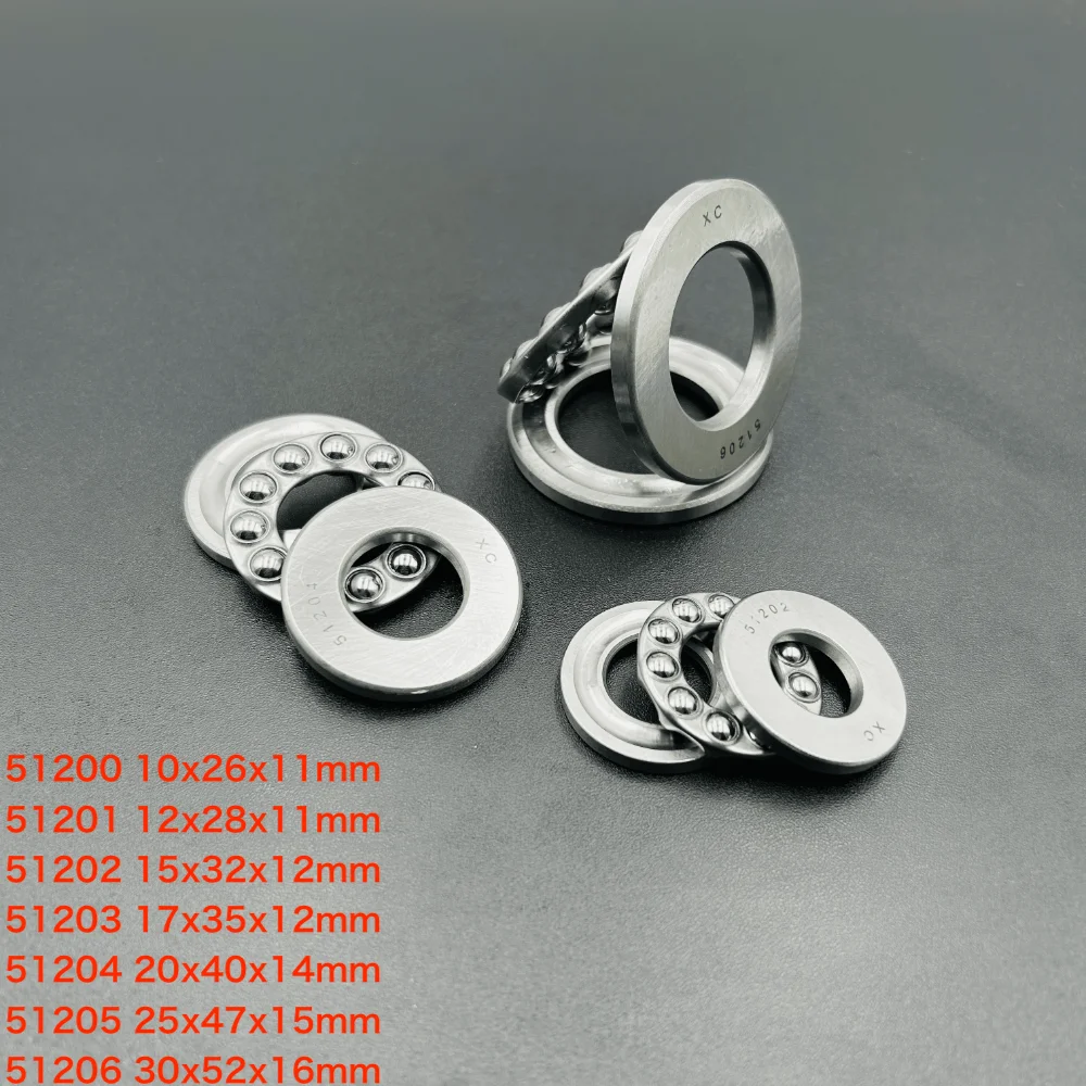 4-20pcs/Set 51200 / 51201 / 51202 / 51203 / 51204 / 51205 / 51206 Plane Axial Ball Plain Thrust Bearing 3-Parts