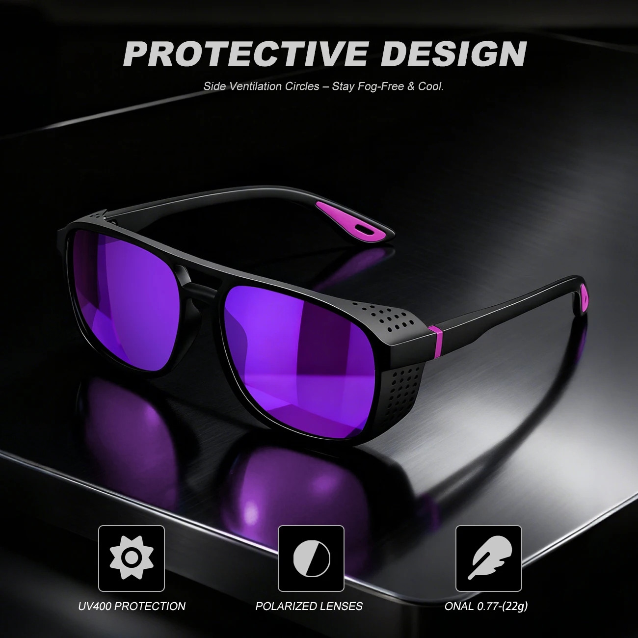 Neue Punk-polarisierte Sport-Sonnenbrille, winddicht, UV400, leicht, für Radfahren, Laufen, Fahren, Outdoor-Aktivitäten – Detail 8