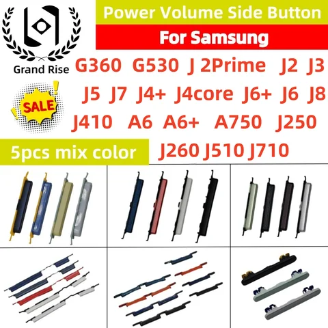 5set Side Volume Button+Power on/OFF Button Key for Samsung G360 G530 J2 Prime J3 J410 J510 J710 J4core J6+J8 A6+ J250 J260 A750