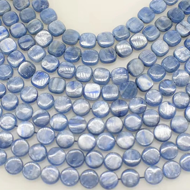 

6A blue Kyanite square coin oval 10mm LOOSE BEADS Wholesale for DIY jewelry necklace 40cm