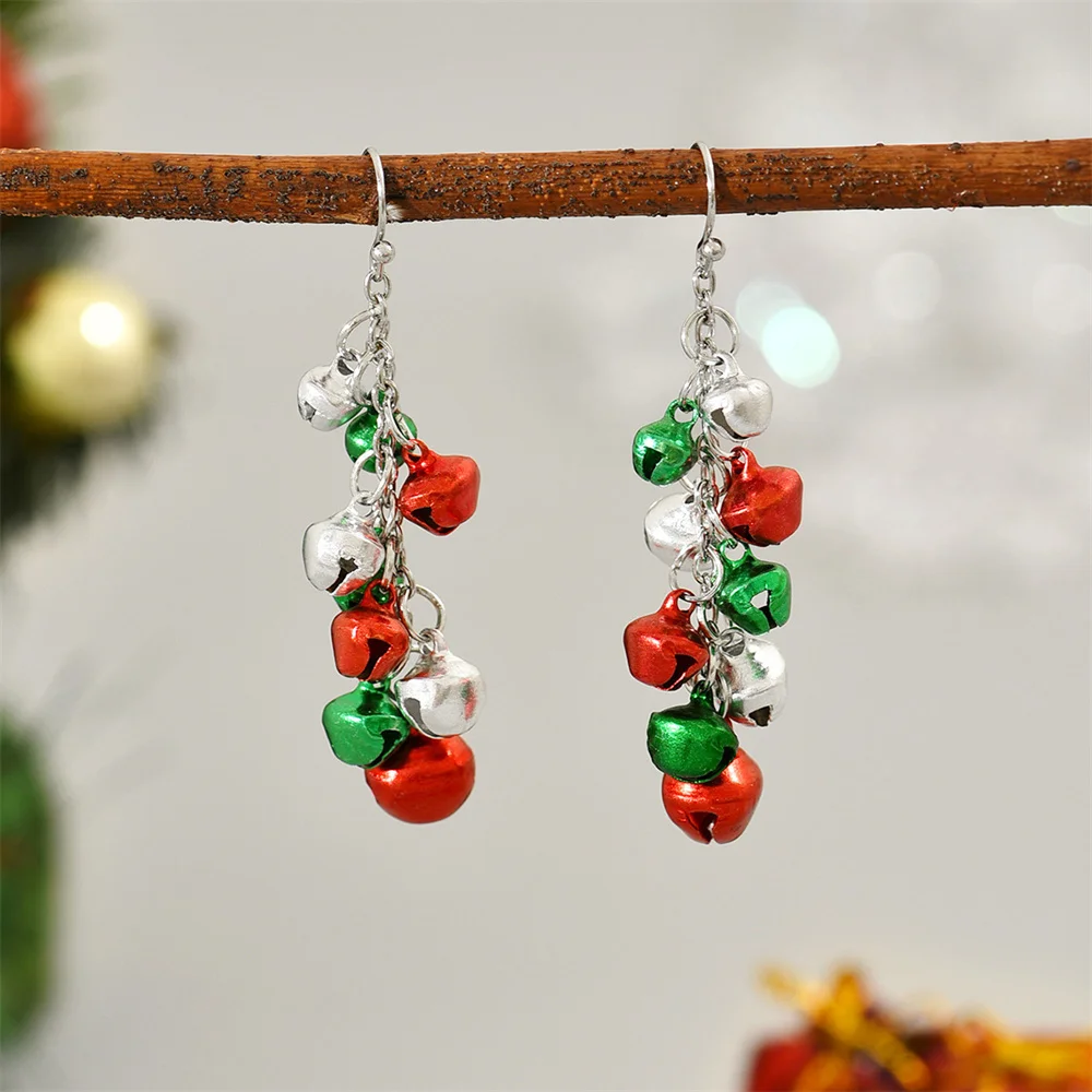 

Christmas Colored Bells Ear Hook Dangle Earrings Women And Girls Festive Jewelry Accessory for Christmas Eve And Parties