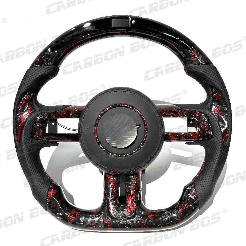 

Red forged Carbon fiber steering wheel for Ford Mustang mustang 2012-2022 customized car sports wheel old upgrade new model