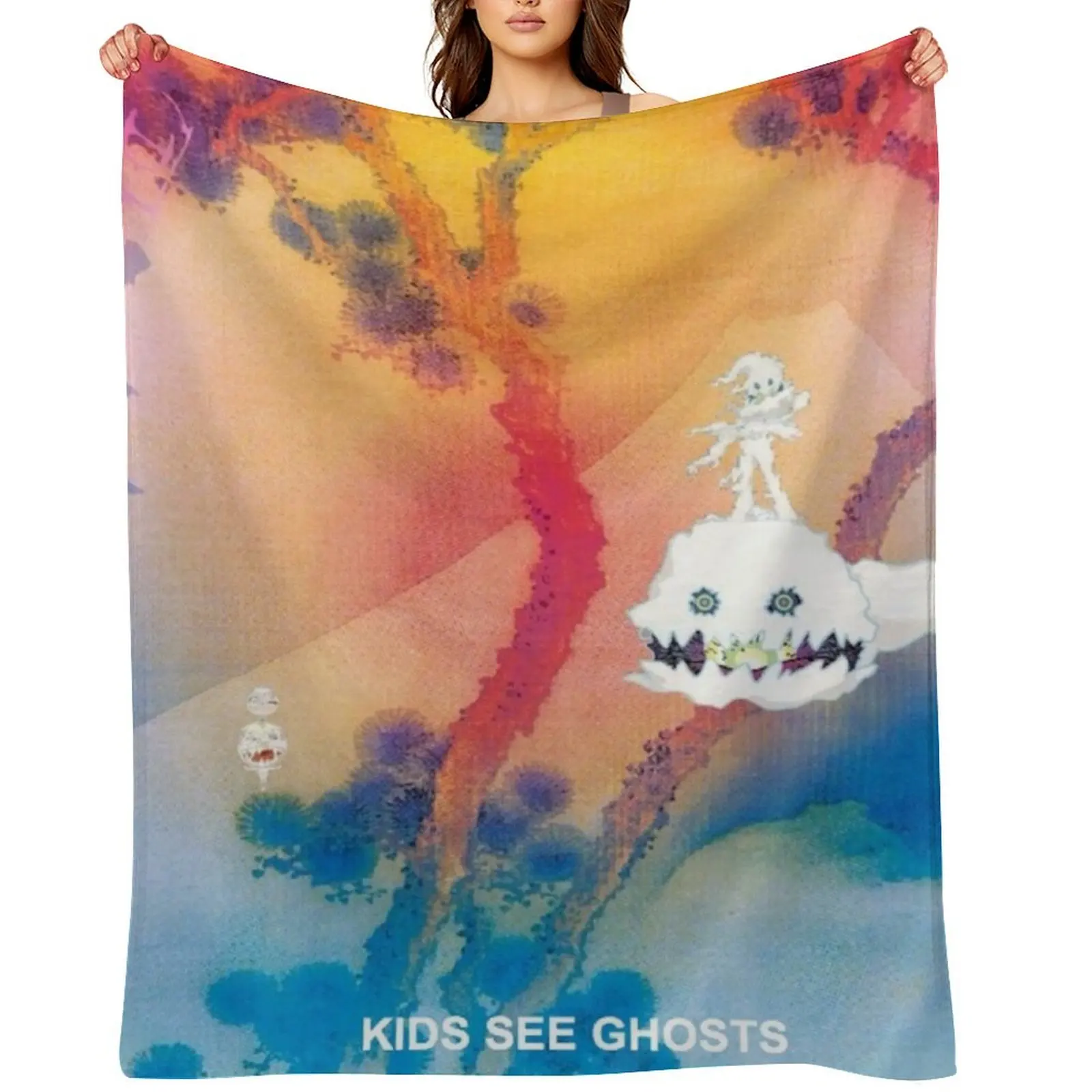 

KIDS SEE GHOSTS MERCH Throw Blanket Tourist Sleeping Bag Thermal Blankets