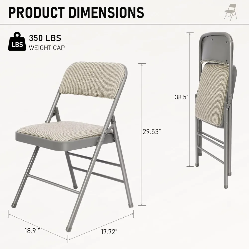 16 Pack Folding Chairs with Fabric Padded Cushion, Fabric Dining Chair Set Portable Indoor Outdoor Stackable Folding Chair