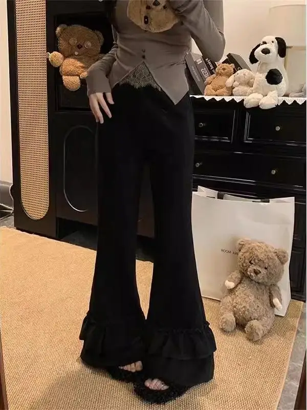 

plus Size 300 Pounds Sister Micro Flared Pants Casual Pants Women Spring Autumn Style High Waist Slimming Sweatpants