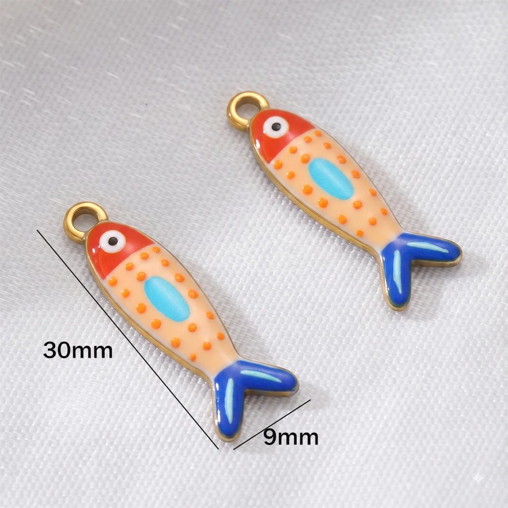 3pcs Bohemian Enamel Fish Charms for DIY Jewellery Making