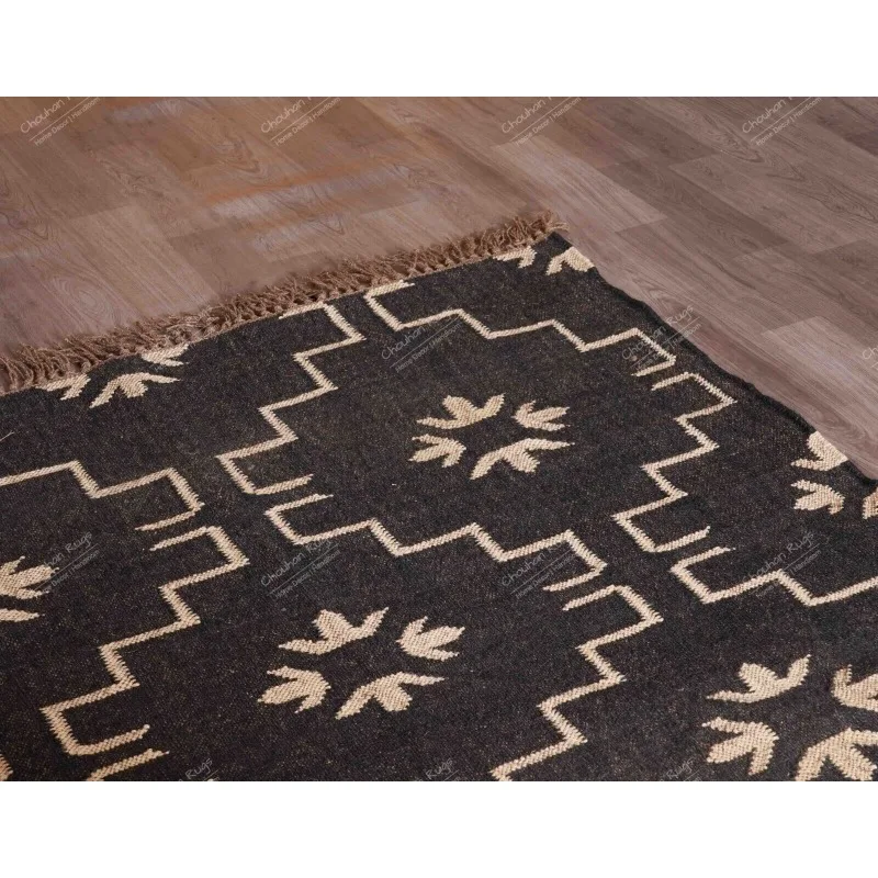 

Modern Rug Bedroom Hand-Crafted Flat-Weave Wool Jute Rug Indian Design Large Rug