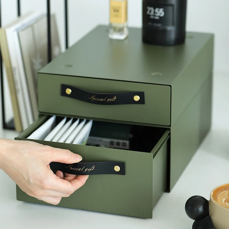 

‌Dark Green Stackable Drawer Organizer -Multifunctional Coffee Machine Stand Luxury Desktop Storage Box with Adjustable Dividers