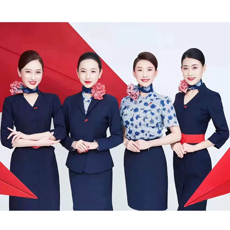 

East Air Steward orm Dr Profional Beau Salon Receptionist Workwear 4S Store Summer Outfit A-Line Skirt Set