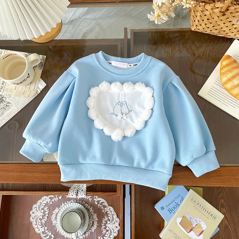 

Kids Baby Girl Sweatshirt New Winter Thick Warm Cartoon Printed Toddler Girl Pullovers Casual Versatile Children 1-6Y Girl Shirt
