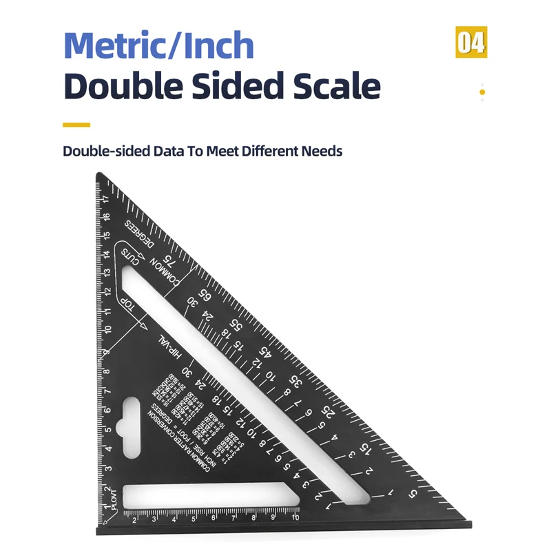 7Inch 90 Degree Thickened Aluminum Alloy Triangle Ruler Metric Joiner Square Triangular Angle Square Gauge For Woodworking