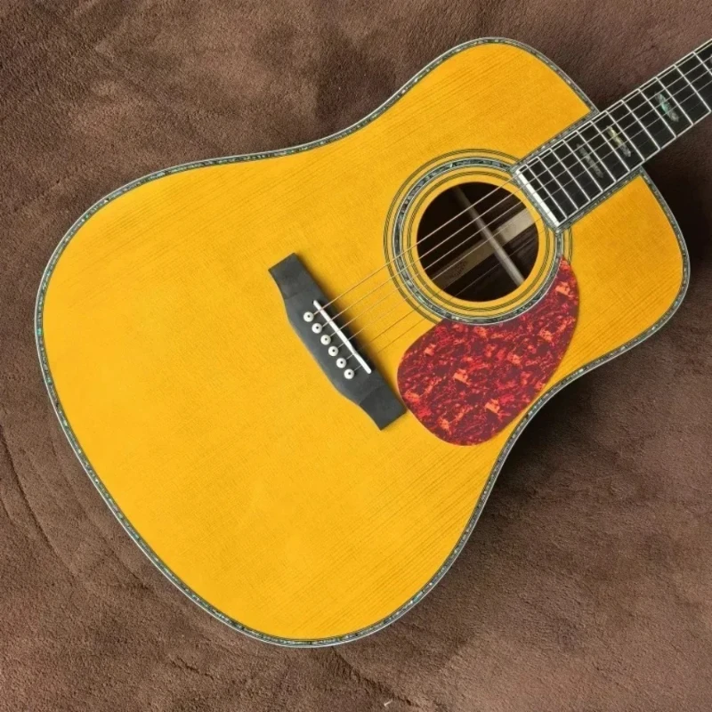 2026 Yellow D45 Solid Top Ebony Neck Fir Body Professional Folk Guitar Beginners Edition Dynamic Excellent Rich Free Shipping