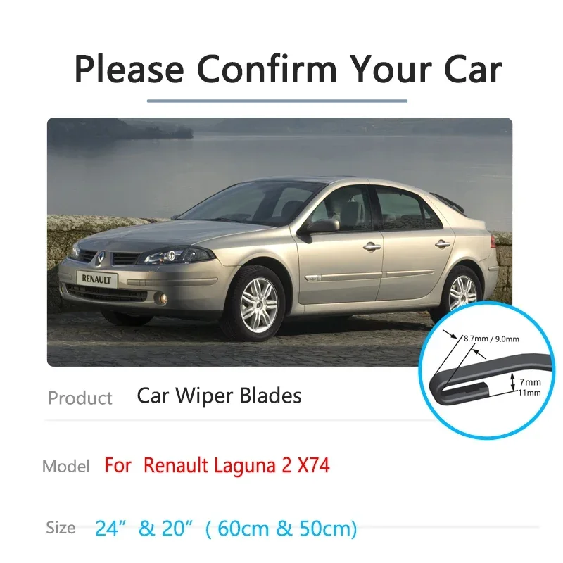 For Renault Laguna 2 2001 2002 2003 2004 2005 2006 2007 X74 Windshield Windscreen Brushes Car Accessories Car Front Wiper Blades