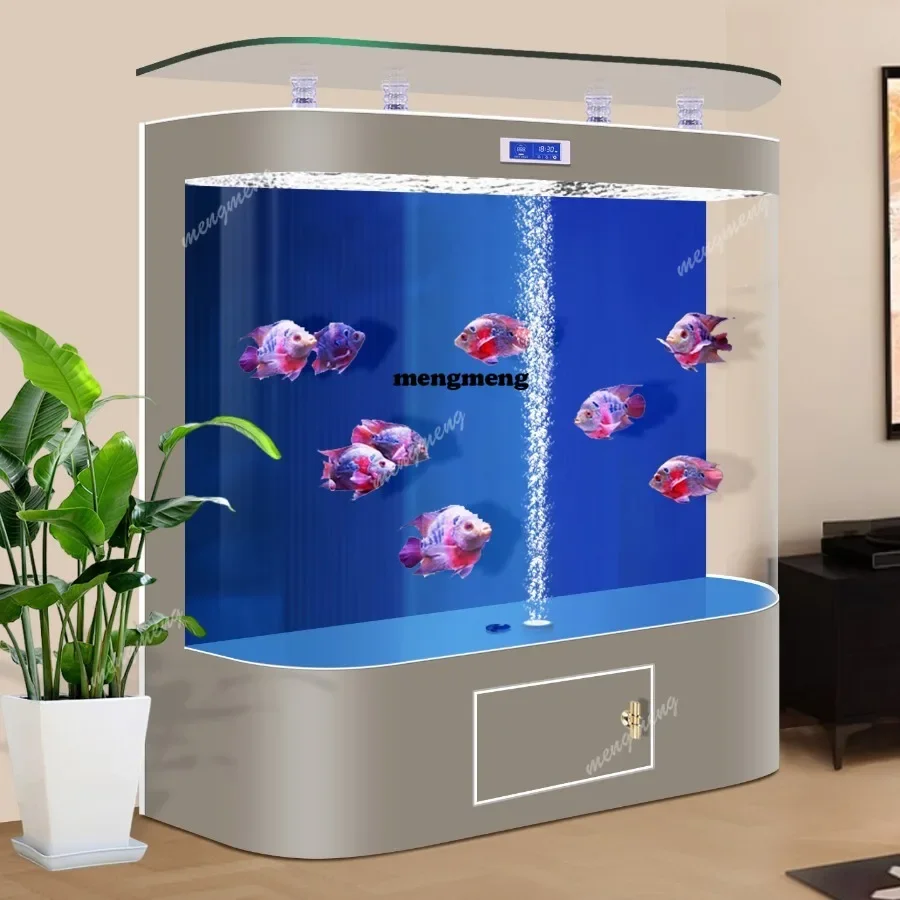 Y136 Double arc living room ecological fish tank household medium and large glass floor filtration water-free all-in-one machine