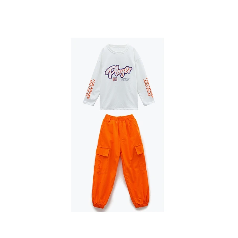 2024 Children'S Day Hip Hop Dance Costumes For Kids White Shirts Loose Pants Suit Girls Boys Jazz Performance Clothes DQS15304