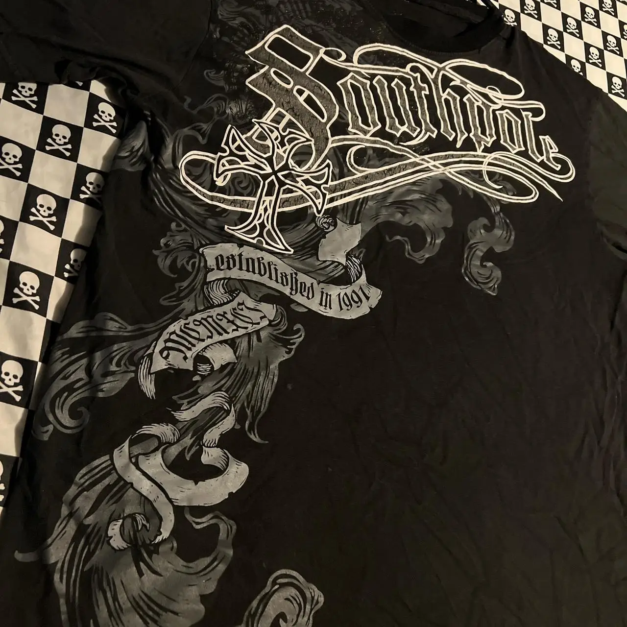 High Street Southpole-Camiseta de manga corta con estampado gráfico Y2K para mujer, Tops de manga corta de algodón con cuello redondo gótico Harajuku