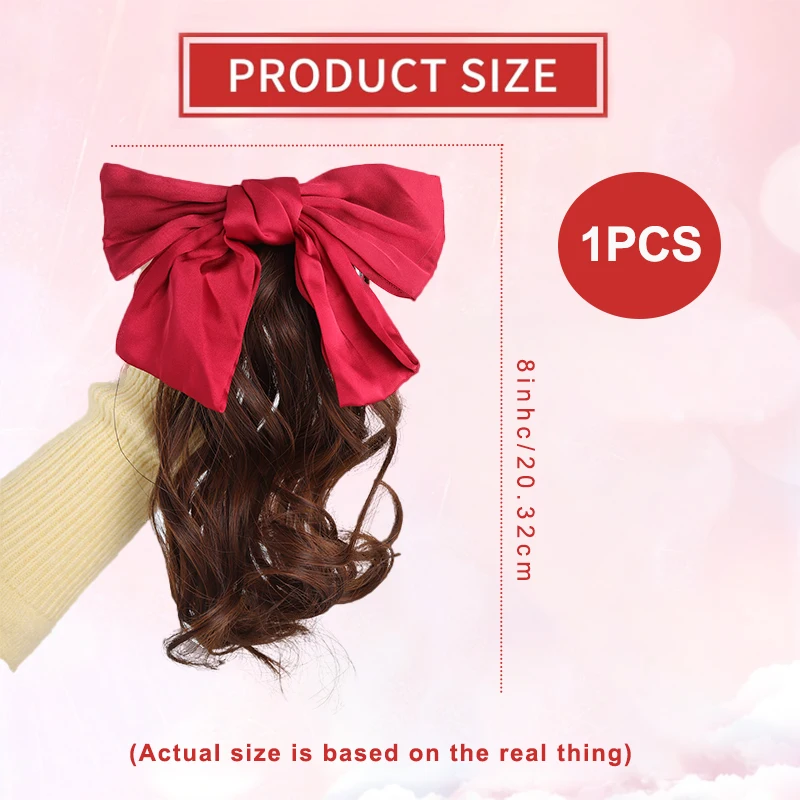 8 Inch Kids Synthetic Wavy Ponytail With Bow, Spring Clip On Short Curly Ponytail Hair Extension For Girls