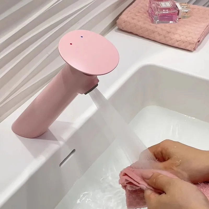 

Pink Finished Bathroom Sink Faucet Copper Basin Faucet Cold & Hot Pink Water Mixer Sink Tap Single Lever Lavotory Tap