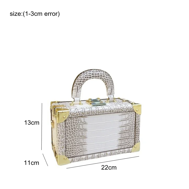 Korea Niche Snake Skin Pattern Small Box Handbags Golden Latch Mini Suitcase Crossbody Bags Ladies Vintage Evening Party Wallets