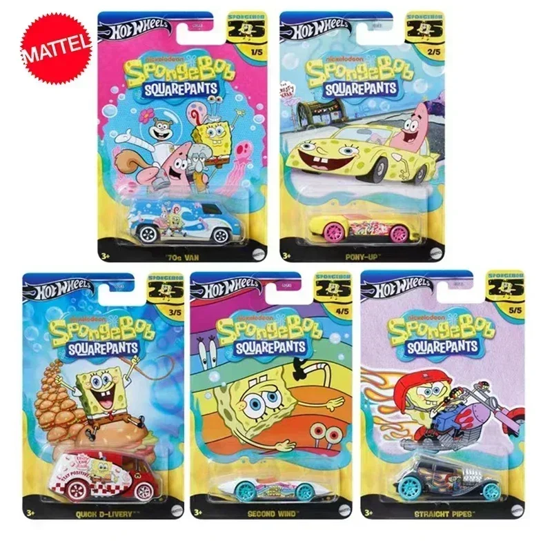 Original Mattel Hot Wheels Car 1/64 Diecast SpongeBob SquarePants Series Quick Delivery Second Wind Voiture Toys for Boys Gift