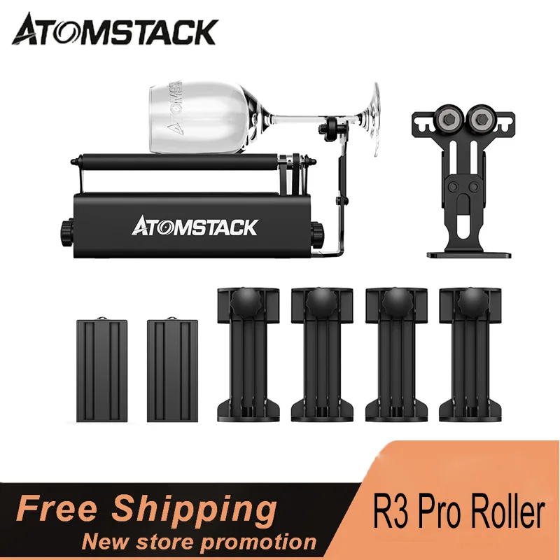 ATOMSTACK-Rouleau R3 Pro Amélioré, avec Support Mathiable, Compatible avec 95% de Graveur Laser Ortur Neje Twetress
