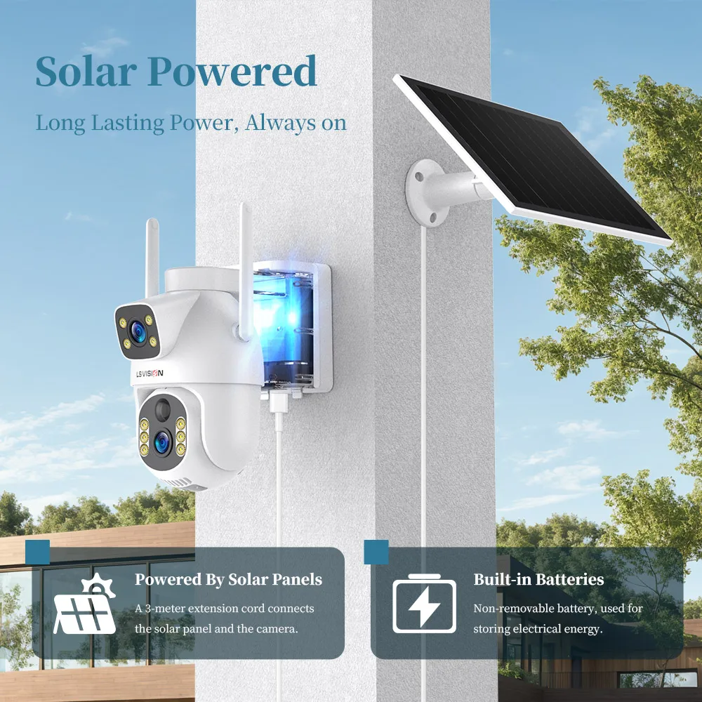 LS VISION Ubox 8MP Dual Screen 4G SIM Solar Camera Outdoor Humanoid Detection Color Night Vision Linkage CCTV Security Cameras