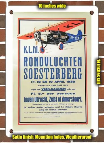 METAL SIGN - 1933 Round Flights Soesterberg - 10x14 Inches