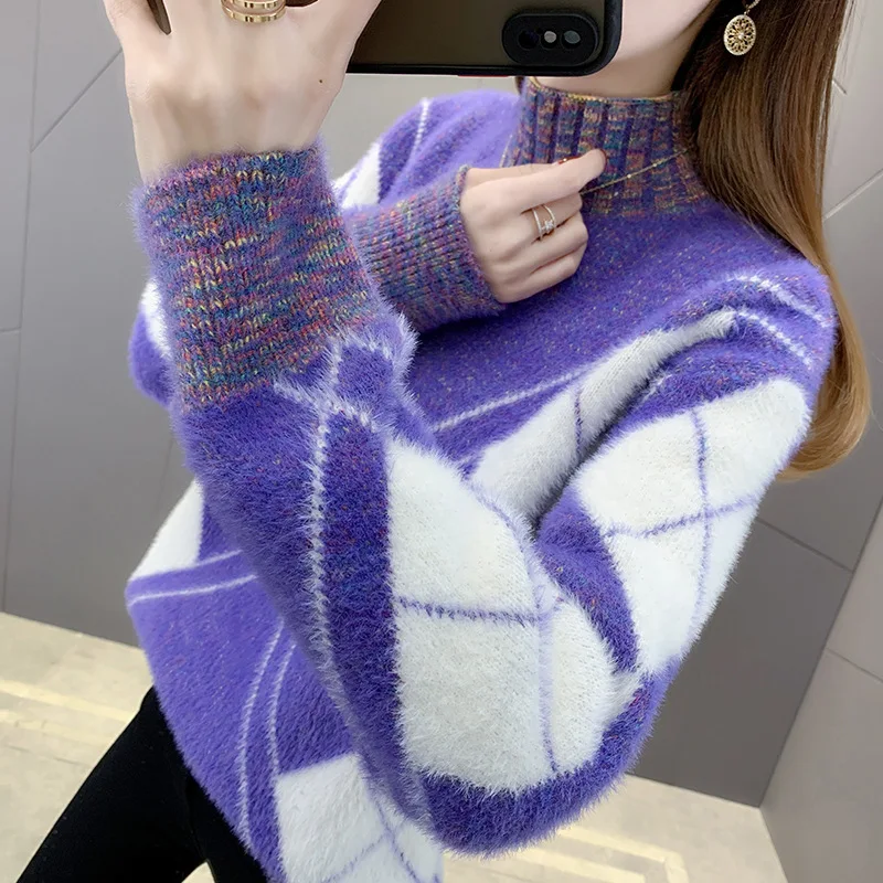 

Trendy Women's Thiened Loose Knitwear f High Collar Base Layer irt Autumn Winter New Arrival Comfortable Soft Fabric