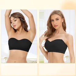 Women'S Strapless Bra Push Up Padded Plus Size Seamless Underwired Convertible Underwear Bandeau Bras Non Slip Wrapped Bras