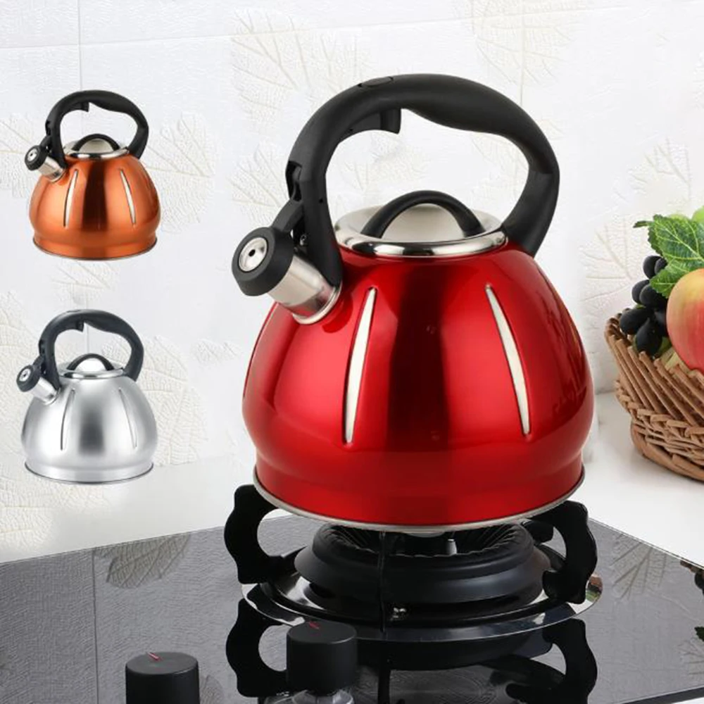 

Чайник со свистком из нержавеющей стали большой емкости, газовая индукционная плита, чайник с кипящей водой, домашний модный чайник в горошек, 3,0 л