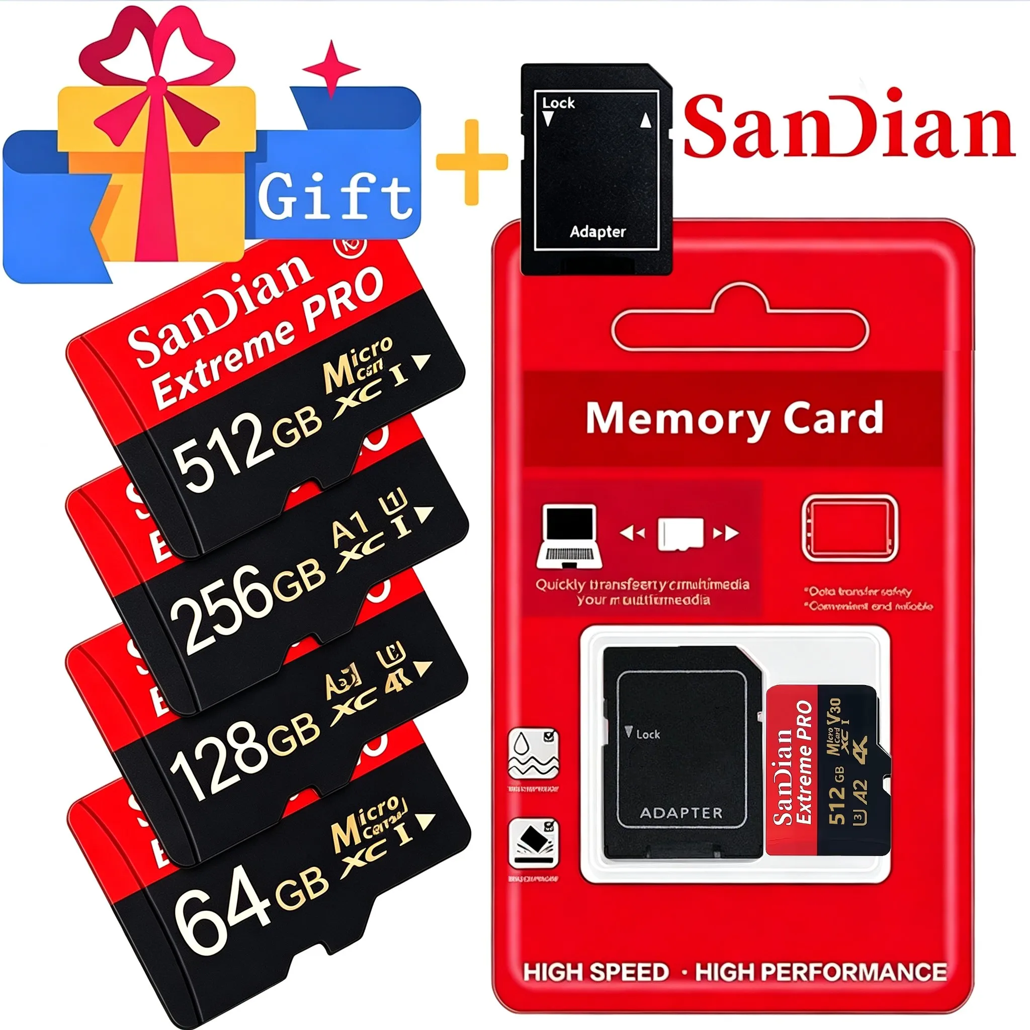 512GB 32GB 256GB SD Cards TF Cards Memory Card Micro TF SD Card for Desktop/Nintendo Switch/E-Reader/VR Headset/Sport Camera