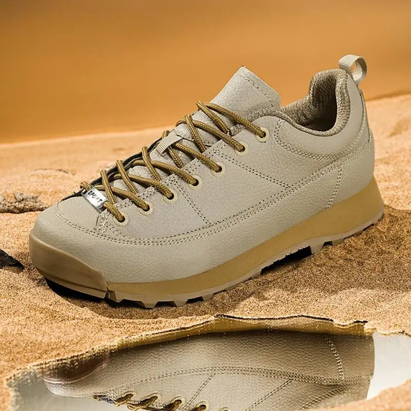 Trendy Leather Shoes Hiking Men Walking Sports Luxury Brand Climbing Hunting Camping Sneakers Mountain Outdoor Boots Waterproof