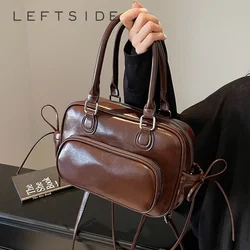 LEFTSIDE Small PU Leather Crossbody Bags Lady Short Handle Shoulder Bag for Women 2024 New Designer Y2K Luxury Fashion Handbags