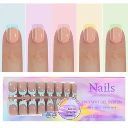 150pcs/5 Colors Mixed Fake Nails Set French Design Press on Nail Tips DIY False Nail Art Short Decorated Nails Nude Color Nail