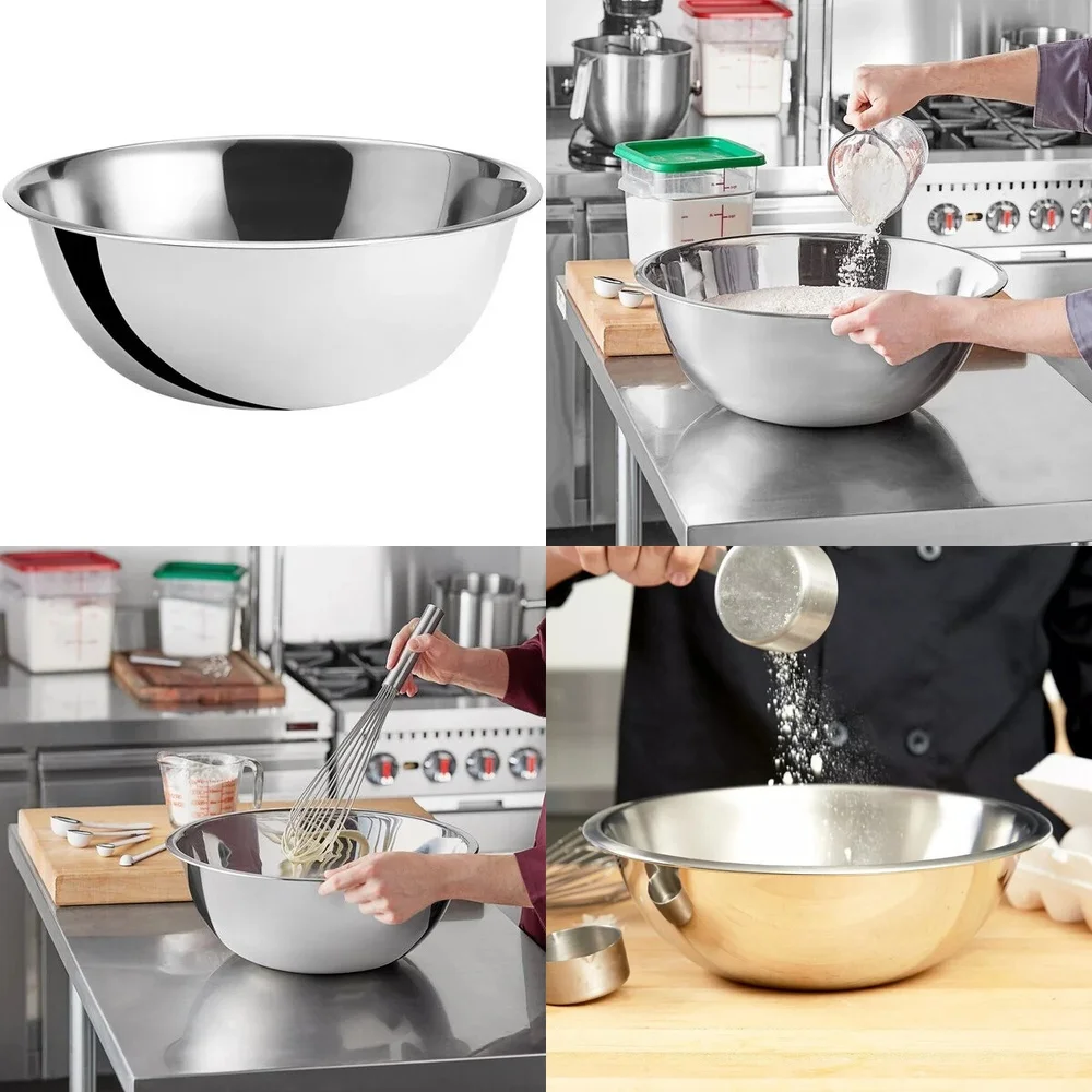 

Stainless Steel 13 Quart Mixing Bowl Set Heavy Duty Kitchen Bowls for Baking Cooking Large Capacity Nesting Food Prep Container