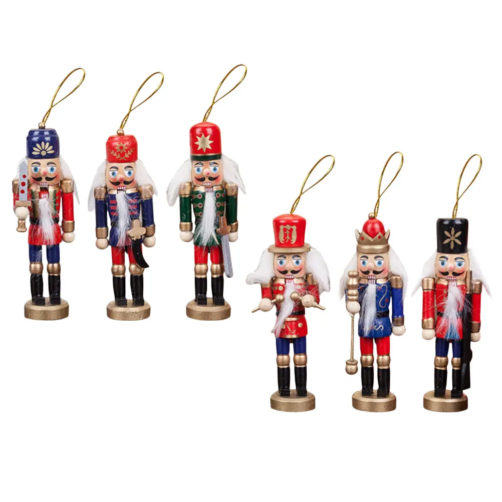 

6Pcs Christmas Nutcracker Ornaments Lightweight Xmas Tree Decor Hanging Puppets Adornment Home Office Festival Supplies
