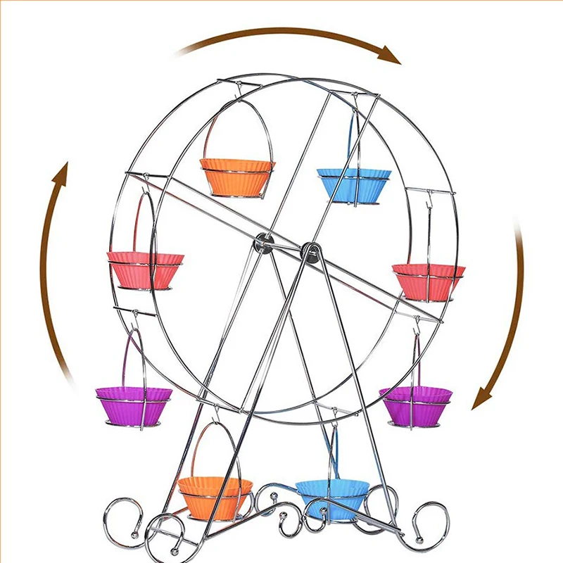 

Creative Rotatable Pastry Cupcake Holder Stainless Ferris Wheel Birthday Party Tray Cake Holder For Wedding Baking Accessories