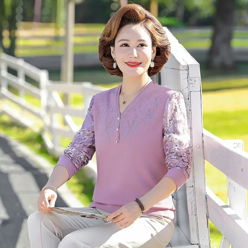 

T-shirts Fashionable Tops Middle-aged and Elderly Women