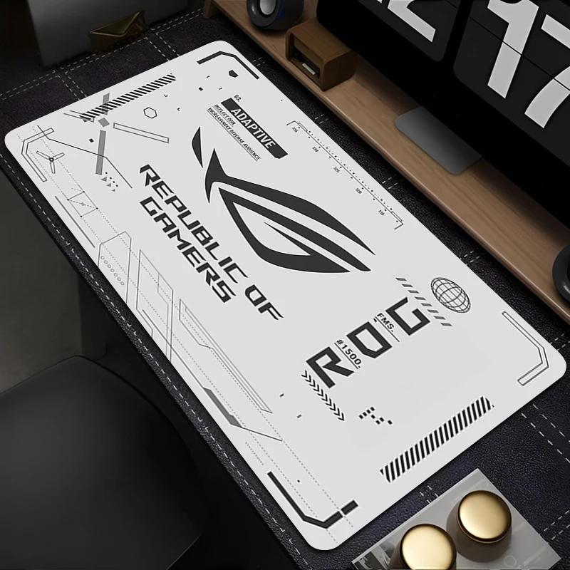 Large E-sports Mouse Pad white Gaming Desk Mat Non Slip Carpet R-ROG Gamer Pad Rubber Computer Mouse Pad Extended keyboard pad