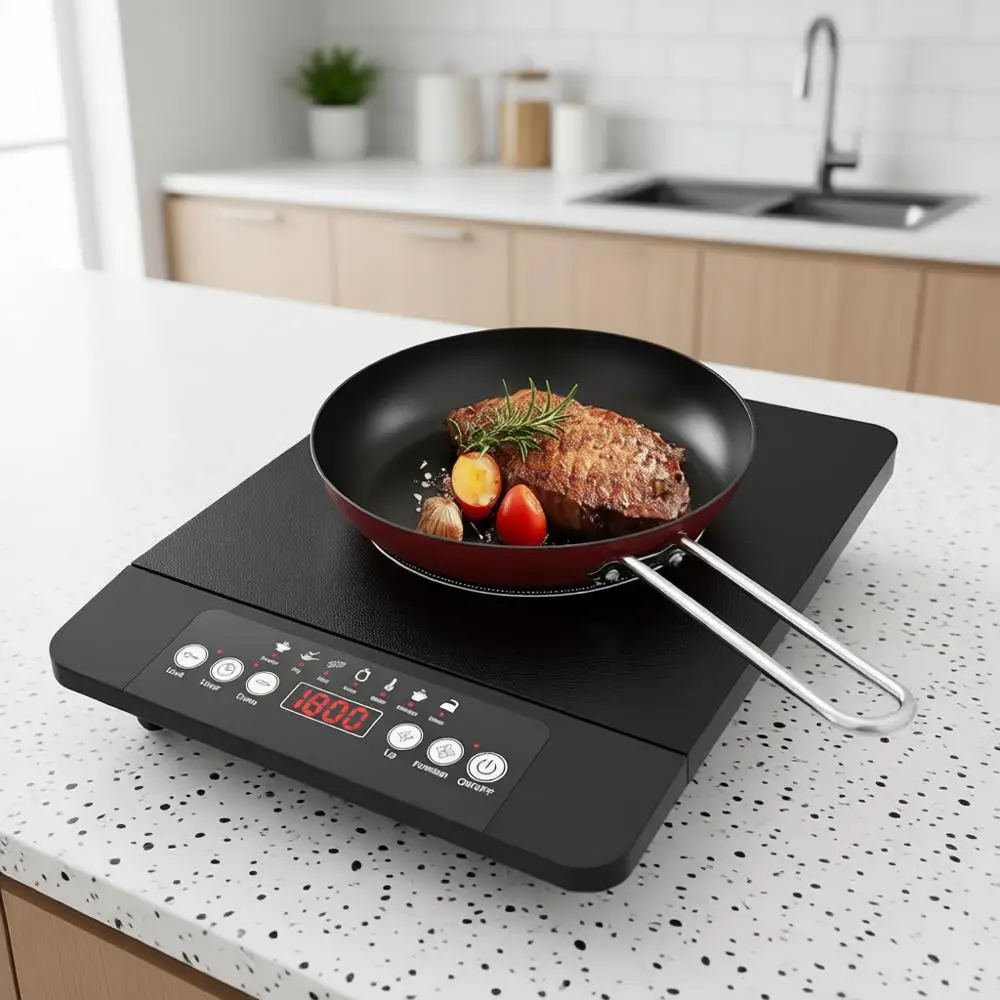 

Портативная индукционная плита 1800 Вт, 110 В, с сенсорным ЖК-дисплеем, 7 температурных режимов до 518 градусов ° F, Замок безопасности, Таймер на 4 часа, 9