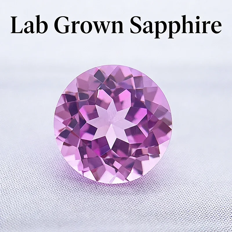 Laborgezüchteter Saphir in Hoher Qualität, Rundschliff, Rosa Farbe für DIY-Ringe, Halsketten, Ohrringe, Wählbare Hauptmaterialien, Zertifikat – Detail 1