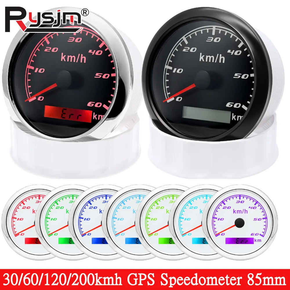 

GPS-спидометр 85 мм с 7-цветной подсветкой и GPS-антенной, 60/120/200 км/ч, для мотоциклов, лодок, автомобилей, грузовиков, 9-32В